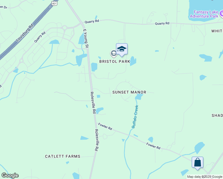 map of restaurants, bars, coffee shops, grocery stores, and more near 6435 Sunset Manor Drive in Wake Forest
