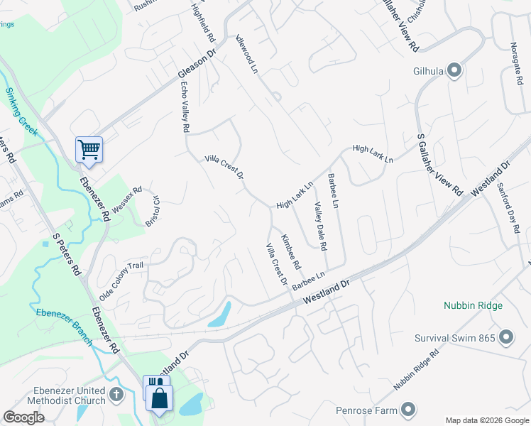 map of restaurants, bars, coffee shops, grocery stores, and more near 609 Villa Crest Drive in Knoxville