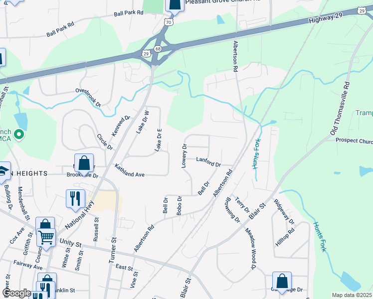 map of restaurants, bars, coffee shops, grocery stores, and more near 15 Teenia Street in Thomasville