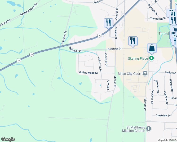 map of restaurants, bars, coffee shops, grocery stores, and more near 5098 Rolling Meadow in Milan