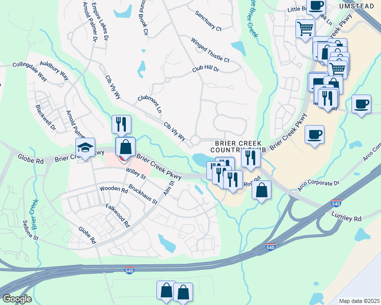 map of restaurants, bars, coffee shops, grocery stores, and more near 9207 Fawn Lake Drive in Raleigh