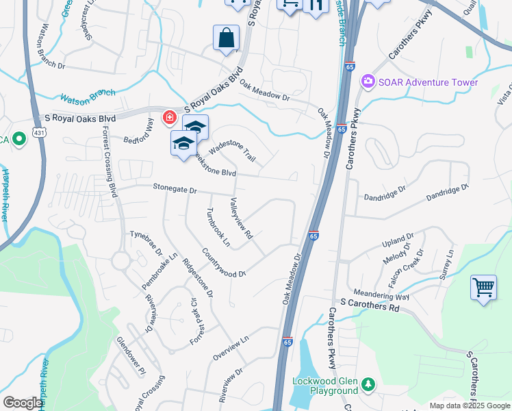 map of restaurants, bars, coffee shops, grocery stores, and more near 133 Pebble Creek Road in Franklin