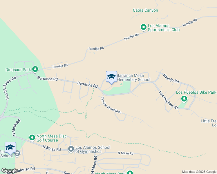 map of restaurants, bars, coffee shops, grocery stores, and more near 57 Loma Del Escolar Street in Los Alamos