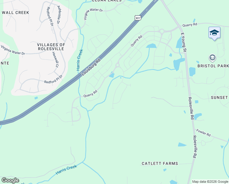 map of restaurants, bars, coffee shops, grocery stores, and more near 1002 Rolesville Road in Wake Forest