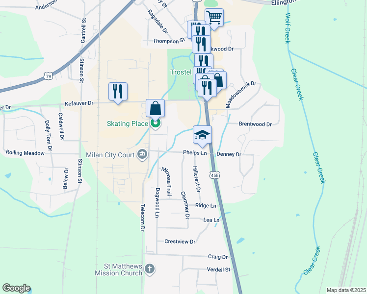 map of restaurants, bars, coffee shops, grocery stores, and more near 1074 Phelps Lane in Milan