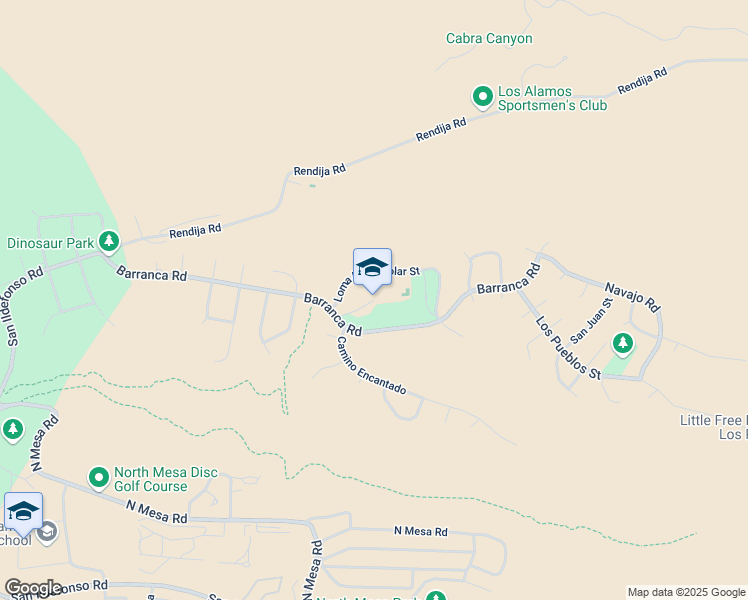 map of restaurants, bars, coffee shops, grocery stores, and more near 57 Loma Del Escolar Street in Los Alamos