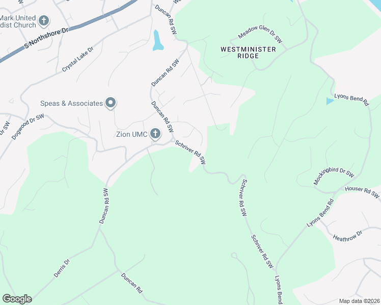 map of restaurants, bars, coffee shops, grocery stores, and more near 1823 Schriver Road Southwest in Knoxville