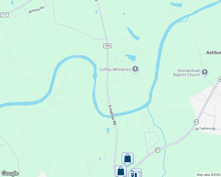map of restaurants, bars, coffee shops, grocery stores, and more near 4573 South Halifax Road in Rocky Mount