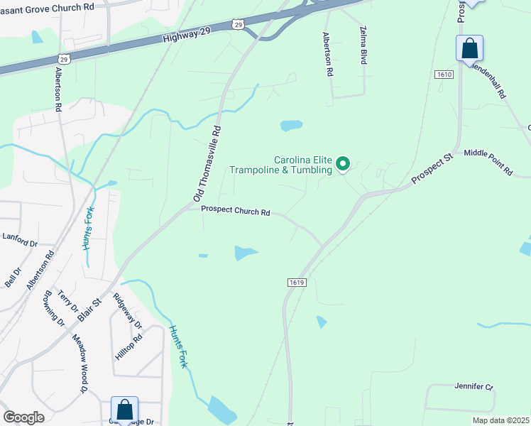 map of restaurants, bars, coffee shops, grocery stores, and more near 7021 Prospect Church Road in Thomasville