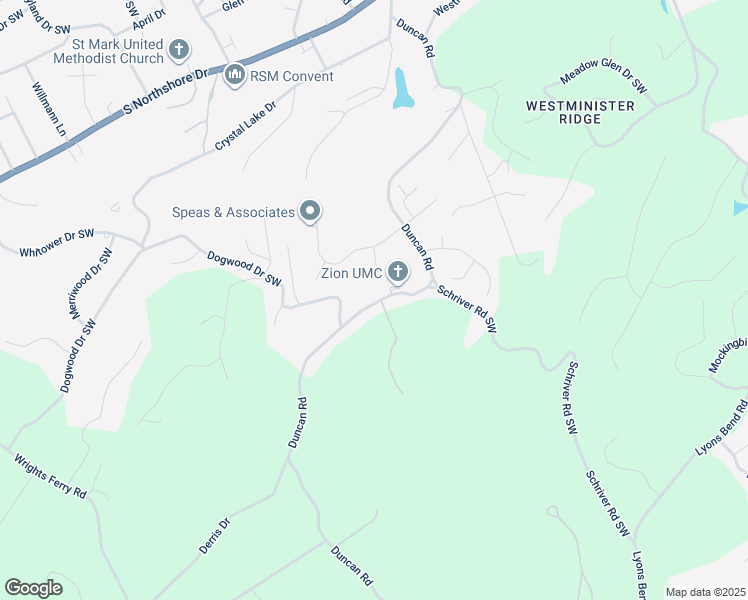 map of restaurants, bars, coffee shops, grocery stores, and more near 1830 Duncan Road in Knoxville