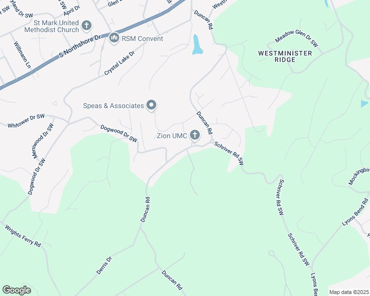 map of restaurants, bars, coffee shops, grocery stores, and more near 1830 Duncan Road in Knoxville