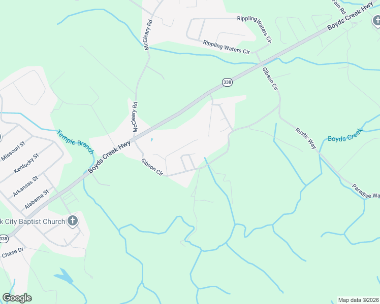 map of restaurants, bars, coffee shops, grocery stores, and more near 2402 Gibson Circle in Sevierville