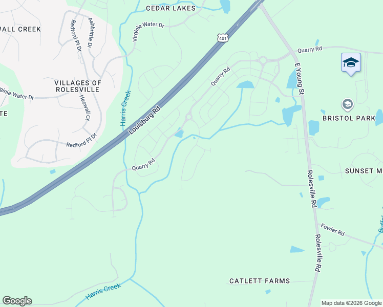 map of restaurants, bars, coffee shops, grocery stores, and more near 1002 Rolesville Road in Wake Forest