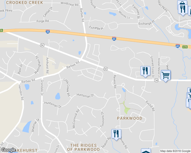 map of restaurants, bars, coffee shops, grocery stores, and more near 1205 Lotus Lilly Drive in Durham