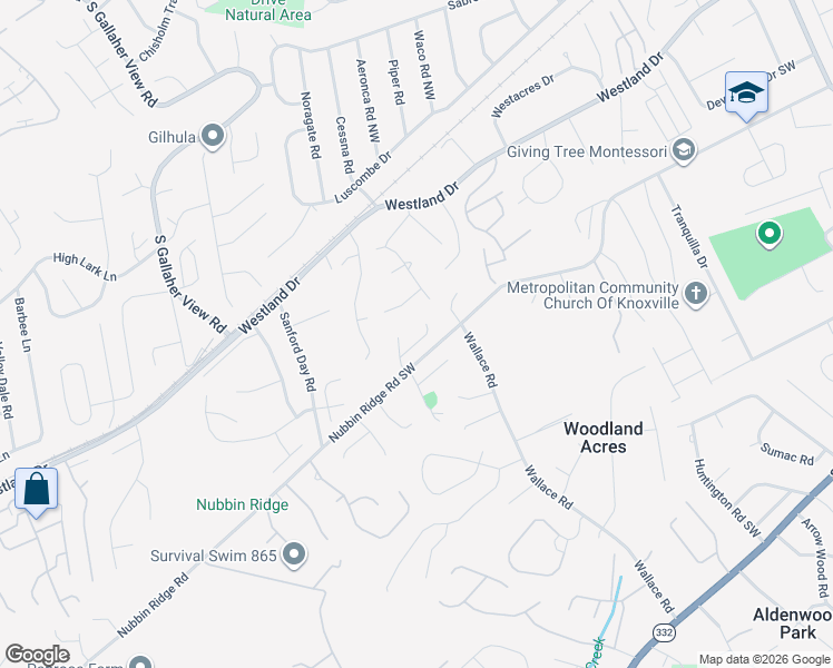 map of restaurants, bars, coffee shops, grocery stores, and more near 8101 Legacy Lane in Knoxville