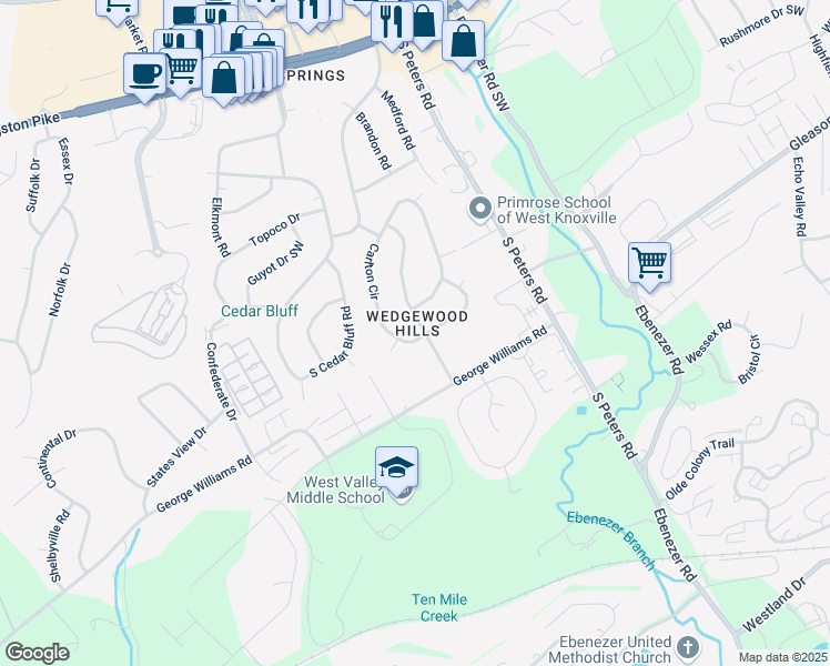map of restaurants, bars, coffee shops, grocery stores, and more near 300 Engert Road in Knoxville