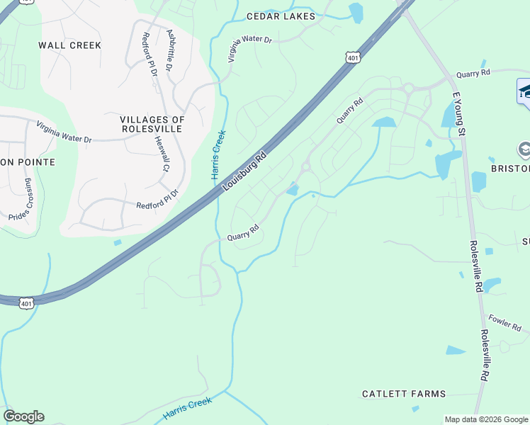 map of restaurants, bars, coffee shops, grocery stores, and more near 1002 Rolesville Road in Wake Forest