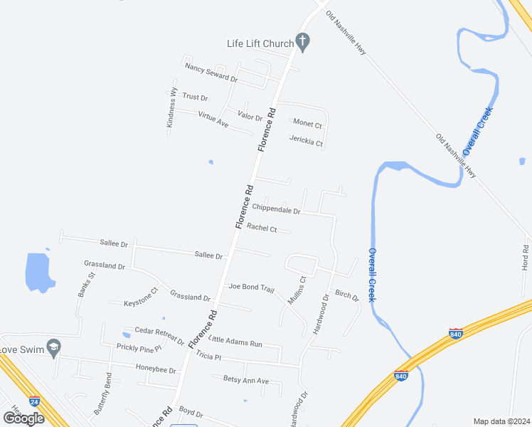 map of restaurants, bars, coffee shops, grocery stores, and more near 5149 Chippendale Drive in Murfreesboro