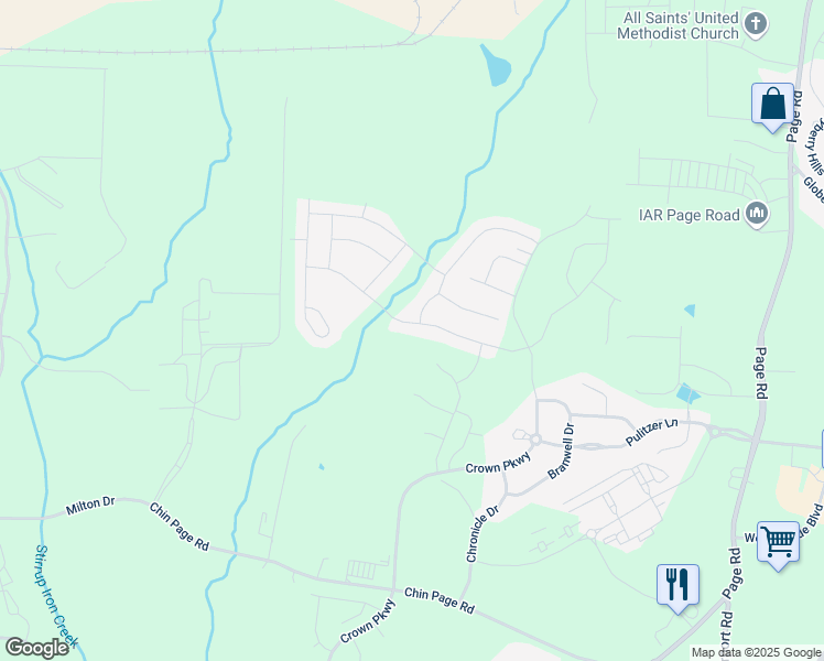 map of restaurants, bars, coffee shops, grocery stores, and more near 803 Atticus Way in Durham
