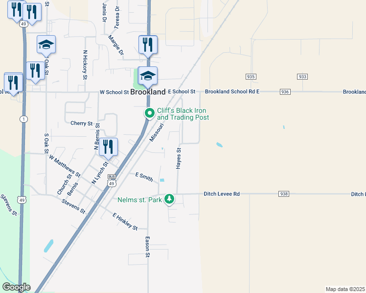 map of restaurants, bars, coffee shops, grocery stores, and more near 121 Hayes Street in Brookland