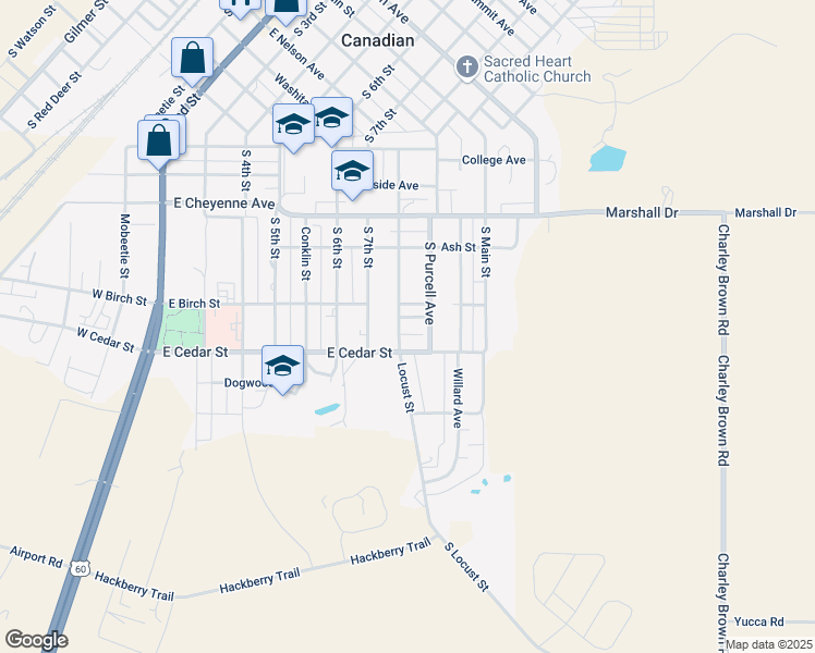 map of restaurants, bars, coffee shops, grocery stores, and more near 700-706 Locust Street in Canadian