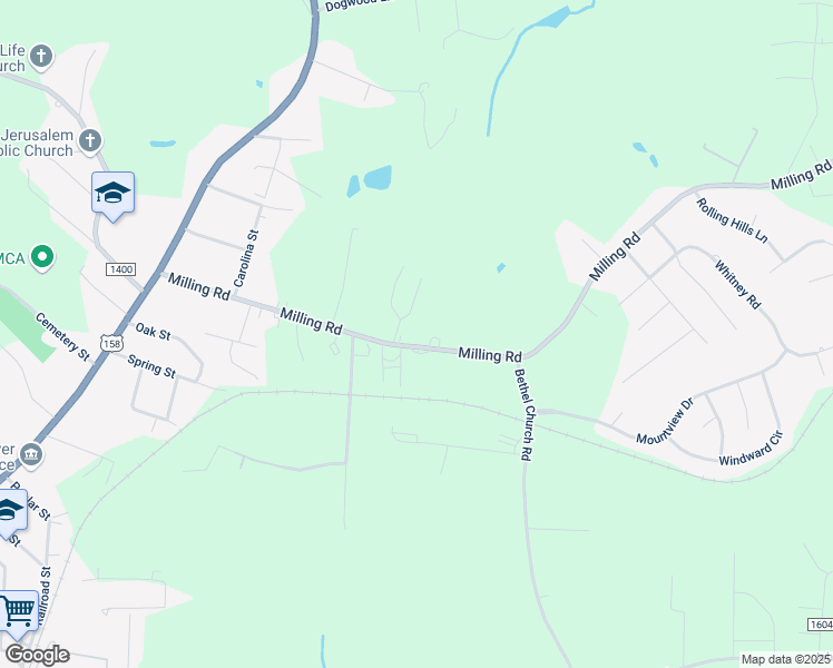 map of restaurants, bars, coffee shops, grocery stores, and more near 387 Milling Road in Mocksville