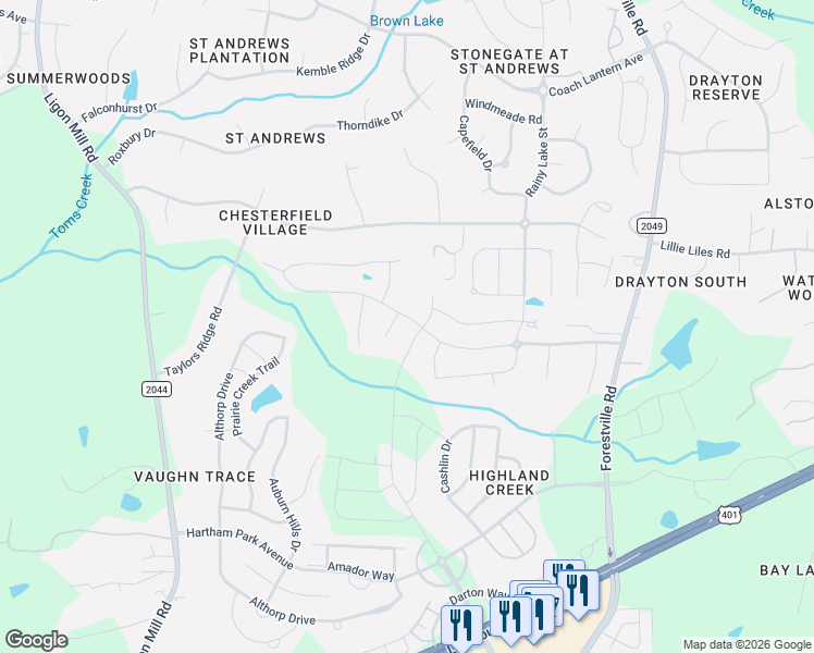 map of restaurants, bars, coffee shops, grocery stores, and more near 3337 Longleaf Estates Drive in Raleigh