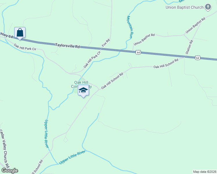 map of restaurants, bars, coffee shops, grocery stores, and more near 4636 Oak Hill School Road in Lenoir