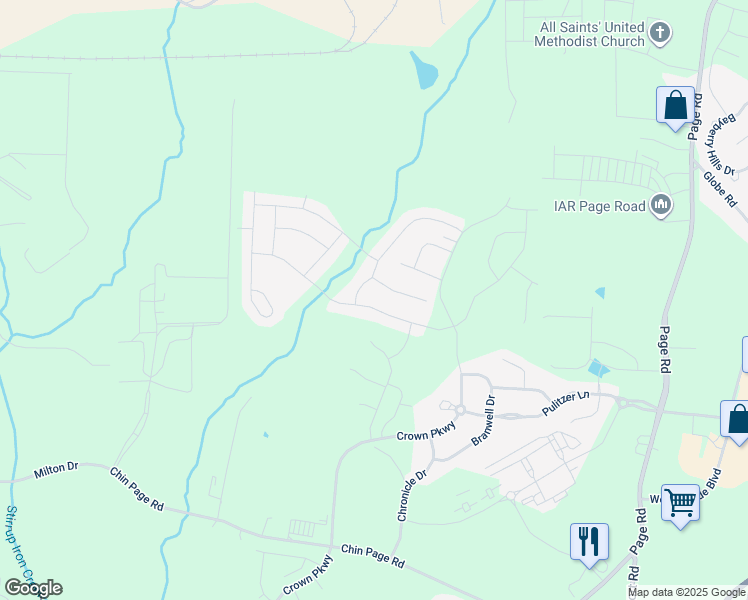 map of restaurants, bars, coffee shops, grocery stores, and more near 809 Atticus Way in Durham