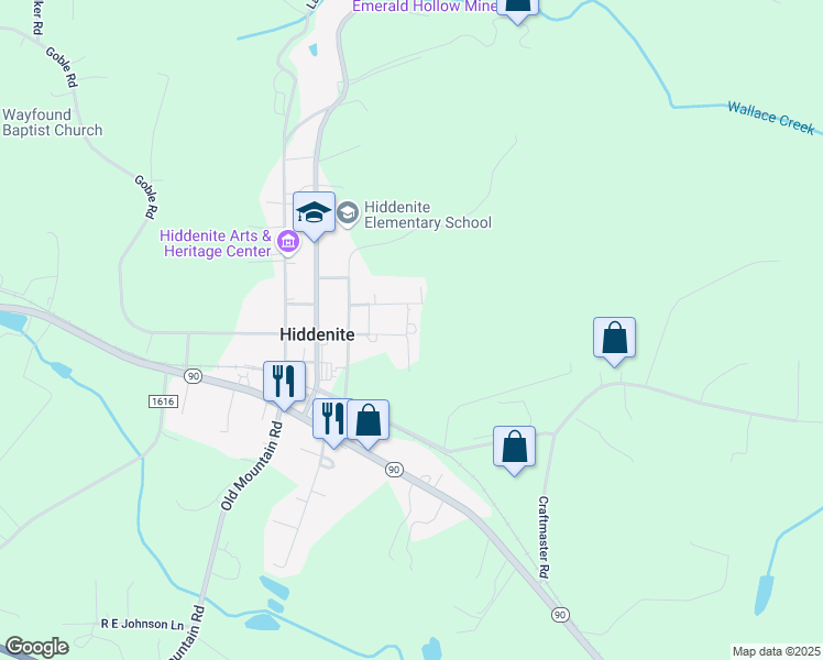 map of restaurants, bars, coffee shops, grocery stores, and more near 2943 Goble Road in Hiddenite
