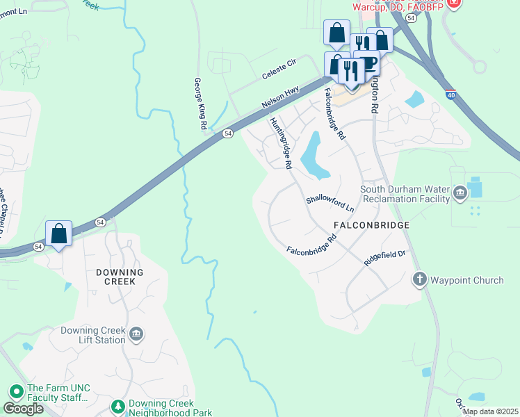 map of restaurants, bars, coffee shops, grocery stores, and more near 7 Elmstead Place in Chapel Hill