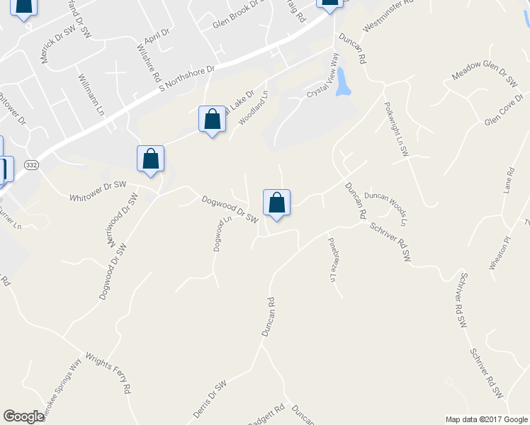map of restaurants, bars, coffee shops, grocery stores, and more near 1700 Cottage Wood Way in Knoxville