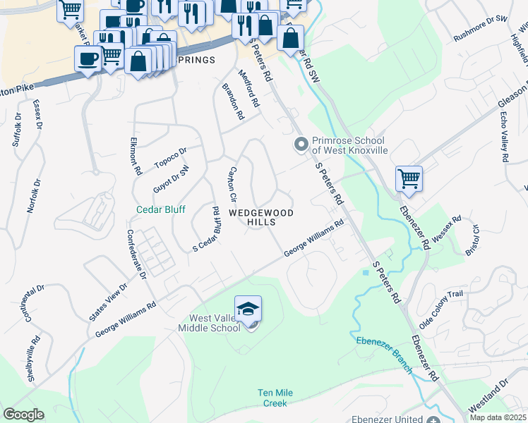map of restaurants, bars, coffee shops, grocery stores, and more near 300 Engert Road in Knoxville