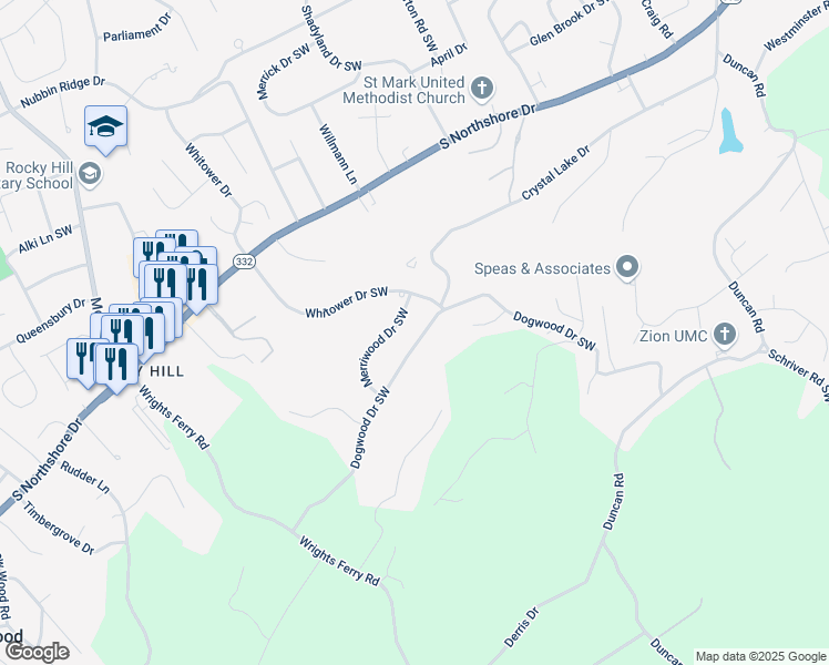 map of restaurants, bars, coffee shops, grocery stores, and more near 7207 Dogwood Dr in Knoxville