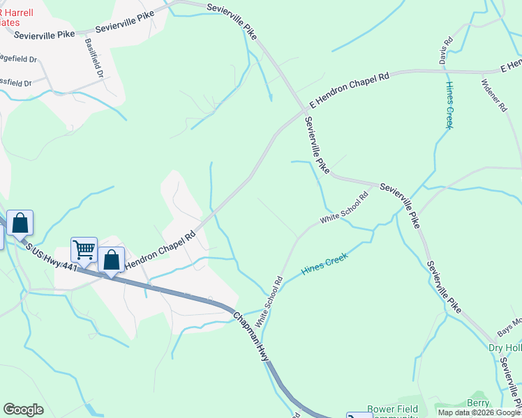 map of restaurants, bars, coffee shops, grocery stores, and more near 8305 Clemons Road in Knoxville