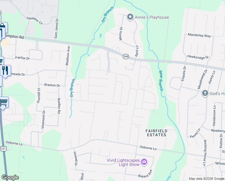 map of restaurants, bars, coffee shops, grocery stores, and more near 3223 Folcroft Drive in Murfreesboro
