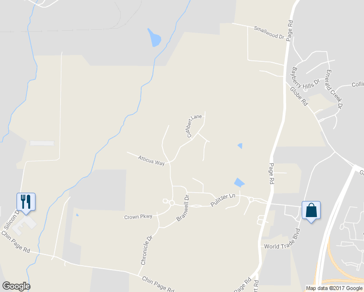 map of restaurants, bars, coffee shops, grocery stores, and more near Atticus Way in Durham