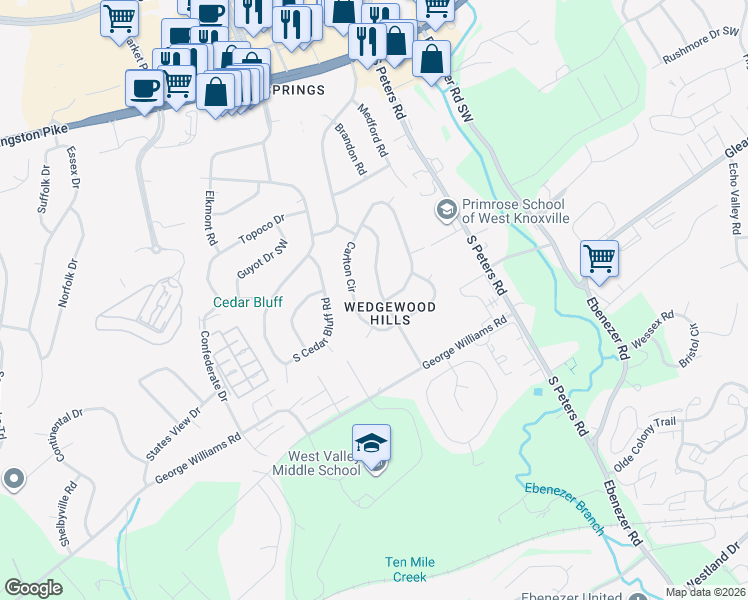 map of restaurants, bars, coffee shops, grocery stores, and more near 300 Engert Road in Knoxville