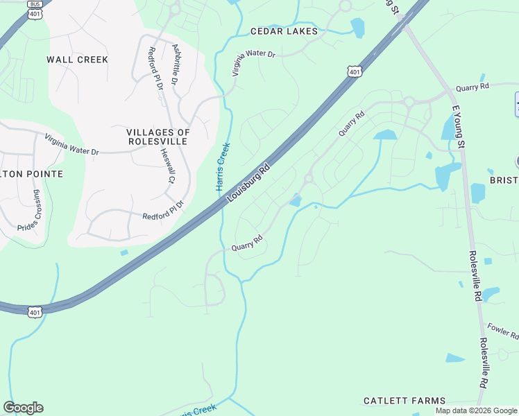 map of restaurants, bars, coffee shops, grocery stores, and more near 1002 Rolesville Road in Wake Forest