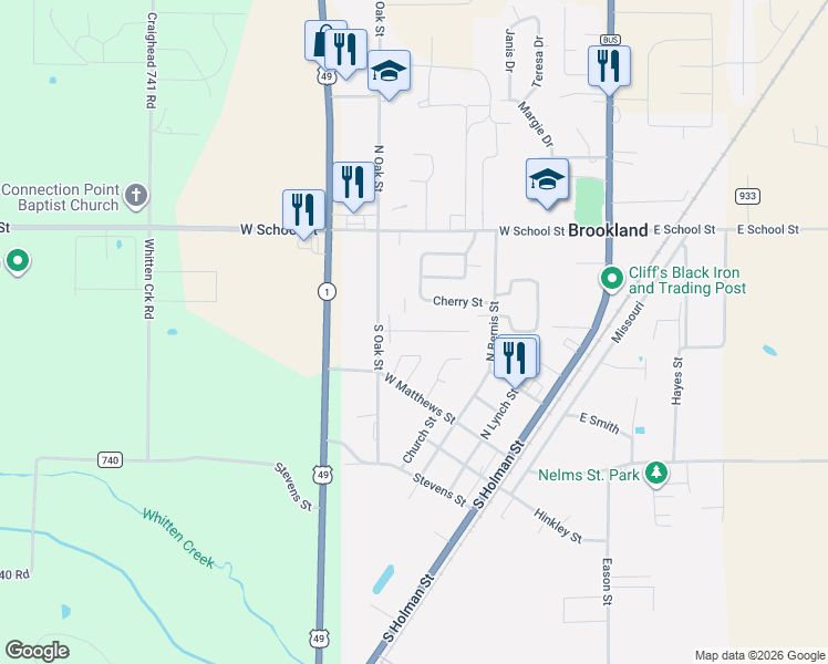 map of restaurants, bars, coffee shops, grocery stores, and more near 46 Brookland Street in Brookland