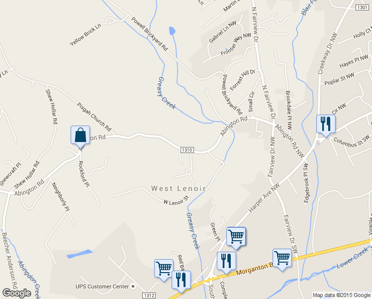 map of restaurants, bars, coffee shops, grocery stores, and more near 336 Abington Rd in Lenoir