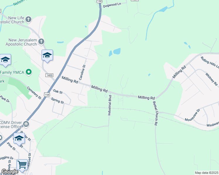 map of restaurants, bars, coffee shops, grocery stores, and more near 301 Milling Road in Mocksville