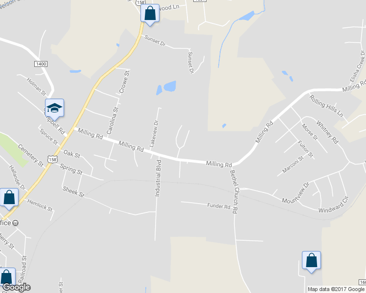 map of restaurants, bars, coffee shops, grocery stores, and more near 511 Northridge Court in Mocksville
