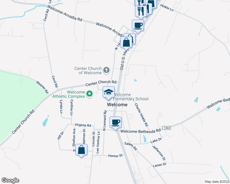map of restaurants, bars, coffee shops, grocery stores, and more near Old US Highway 52 in Lexington