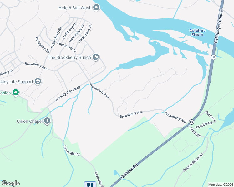 map of restaurants, bars, coffee shops, grocery stores, and more near 107 North Richberry Street in Oak Ridge