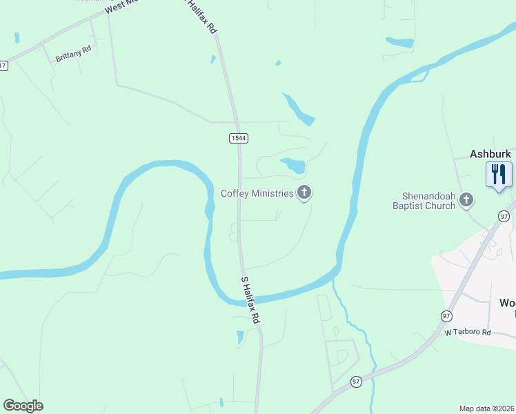 map of restaurants, bars, coffee shops, grocery stores, and more near 4489 South Halifax Road in Rocky Mount
