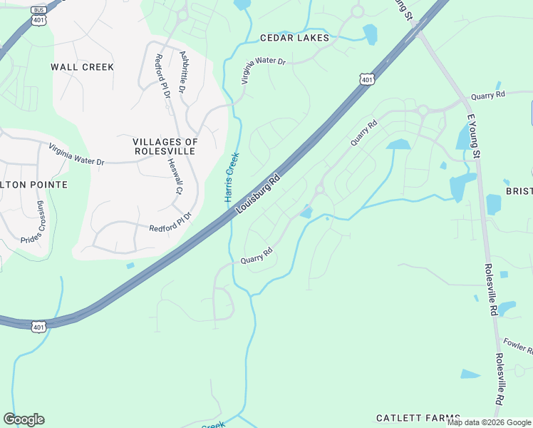 map of restaurants, bars, coffee shops, grocery stores, and more near 1002 Rolesville Road in Wake Forest