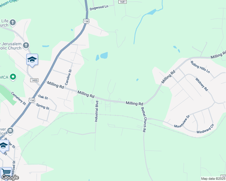 map of restaurants, bars, coffee shops, grocery stores, and more near 605 Northridge Court in Mocksville