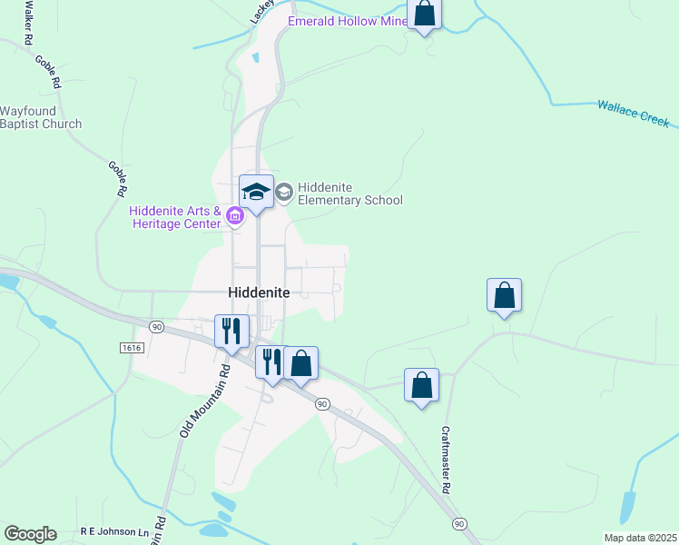 map of restaurants, bars, coffee shops, grocery stores, and more near 2943 Goble Road in Hiddenite