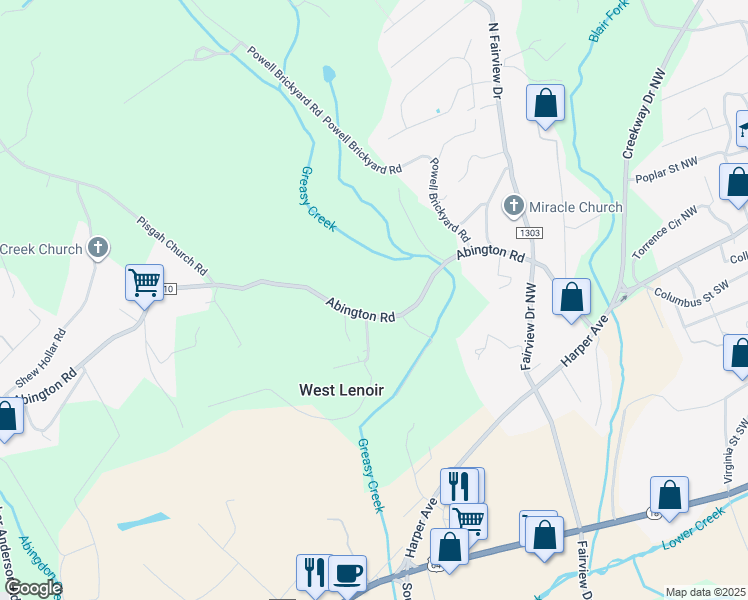map of restaurants, bars, coffee shops, grocery stores, and more near 270-314 Abington Rd in Lenoir
